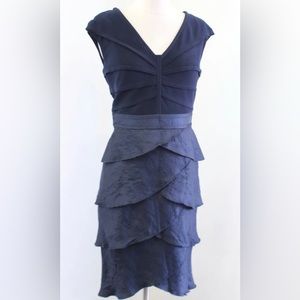 Adrianna Papell Navy Blue Ruffle cocktail party dress